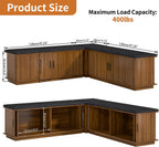 Corner Storage Bench with Hidden Storage, L-Shaped Shoe Bench with Cushion, Space Saving Storage Bench for Entryway, Kitchen, Cloakroom, Dining Room, Walnut