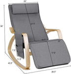 Relax Adjustable Lounge Rocking Chair with Pillow & Pocket Comfortable Armrest Backrest Adjustable Footrest