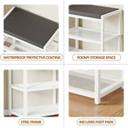 Small Shoe Bench Shoe Rack Storage Bench Entryway Bench Shoe Shelf with Seat Cushion, Stable Shoe Organizer for Entryway, Living Room, Bench Seat Holds Up to 300 lb, (18"L x 12"W x 17"H, White)