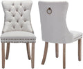 Linen Upholstered Dining Chairs Set of 2, Beige Mid Century Modern Dining Chairs, Kitchen & Dining Room Chairs with Wood Legs, Sillas de Comedor (Beige, 2 Pcs)