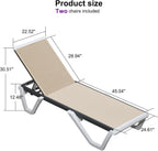 PURPLE LEAF Lounge Chair Outdoor Set of 2 Chaise Lounge w/Wheels, Khaki | Quick & Easy Assembly, Quick-dry Mesh Keeps You Cool, UV-proof Weave Keeps Color Vivid, Rustproof Frame Lasts Years