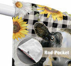 Retro Sunflowers Swag Valances for Windows, Farmhouse Floral Cow Butterfly Black Plaid Rod Pocket Kitchen Curtains Valance, Kitchen Window Curtains Swag for Cafe Living Room, 2 Panels, 36x63 inch