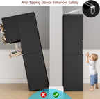 HIFIT 2 Pcs Tall Kitchen Pantry Cabinet, Large Kitchen Hutch Storage Cabinet with Doors & Wide Shelves, 67" Tall Modern Coffee Bar Cabinets with Drawers Cupboard Set for Home Dining Living Room, Black