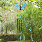 MUMTOP Butterfly Wind Chimes for Outside, Stained Glass Wind Chime Windchimes for Patio, Outdoor,Garden,Yard,Coastal,Window,Home Decor or Gifts for Women(Colorful)