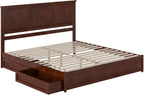 AFI, Felicity King Platform Bed with Panel Footboard & Storage Drawers, Walnut