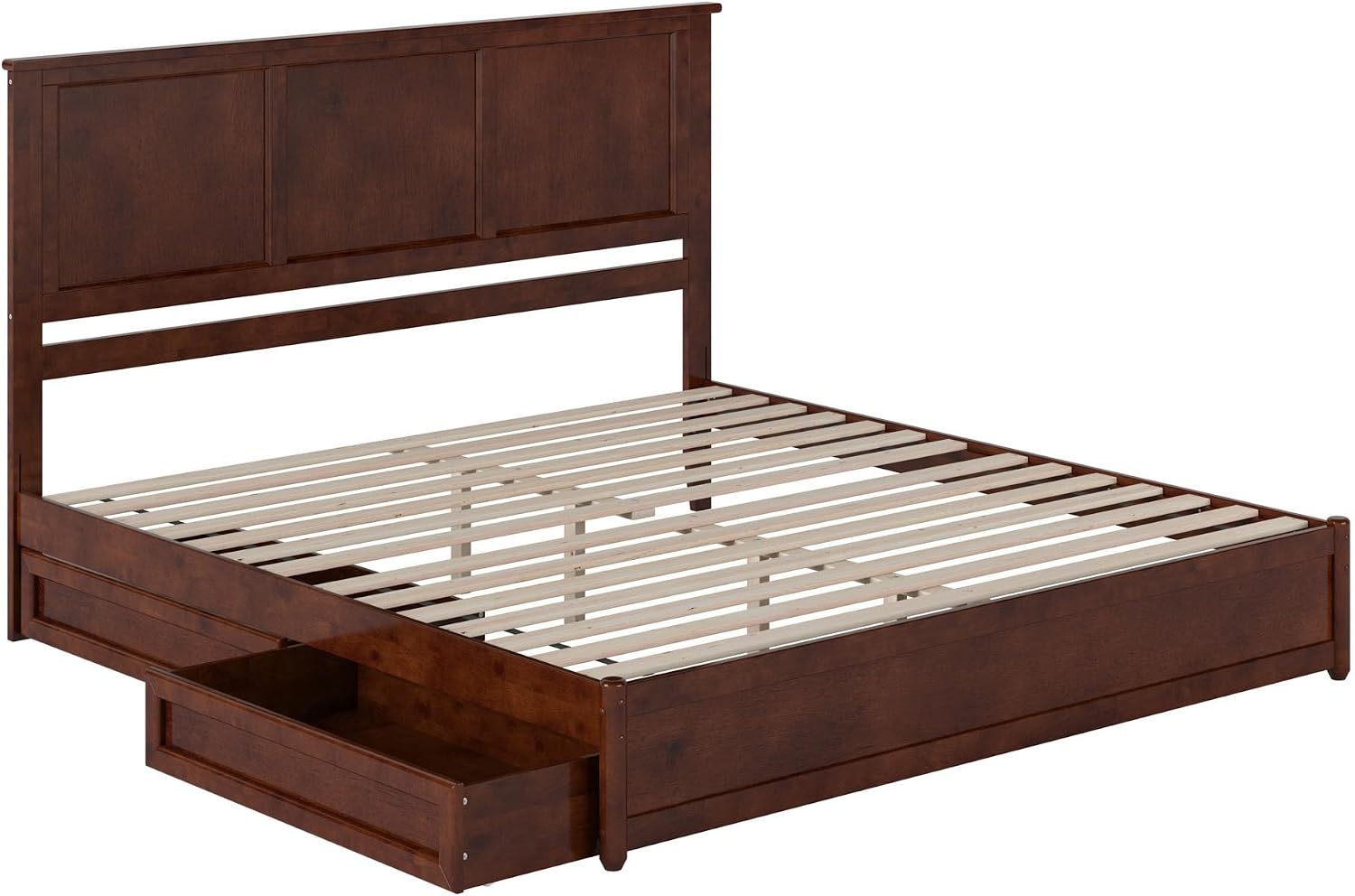 AFI, Felicity King Platform Bed with Panel Footboard & Storage Drawers, Walnut