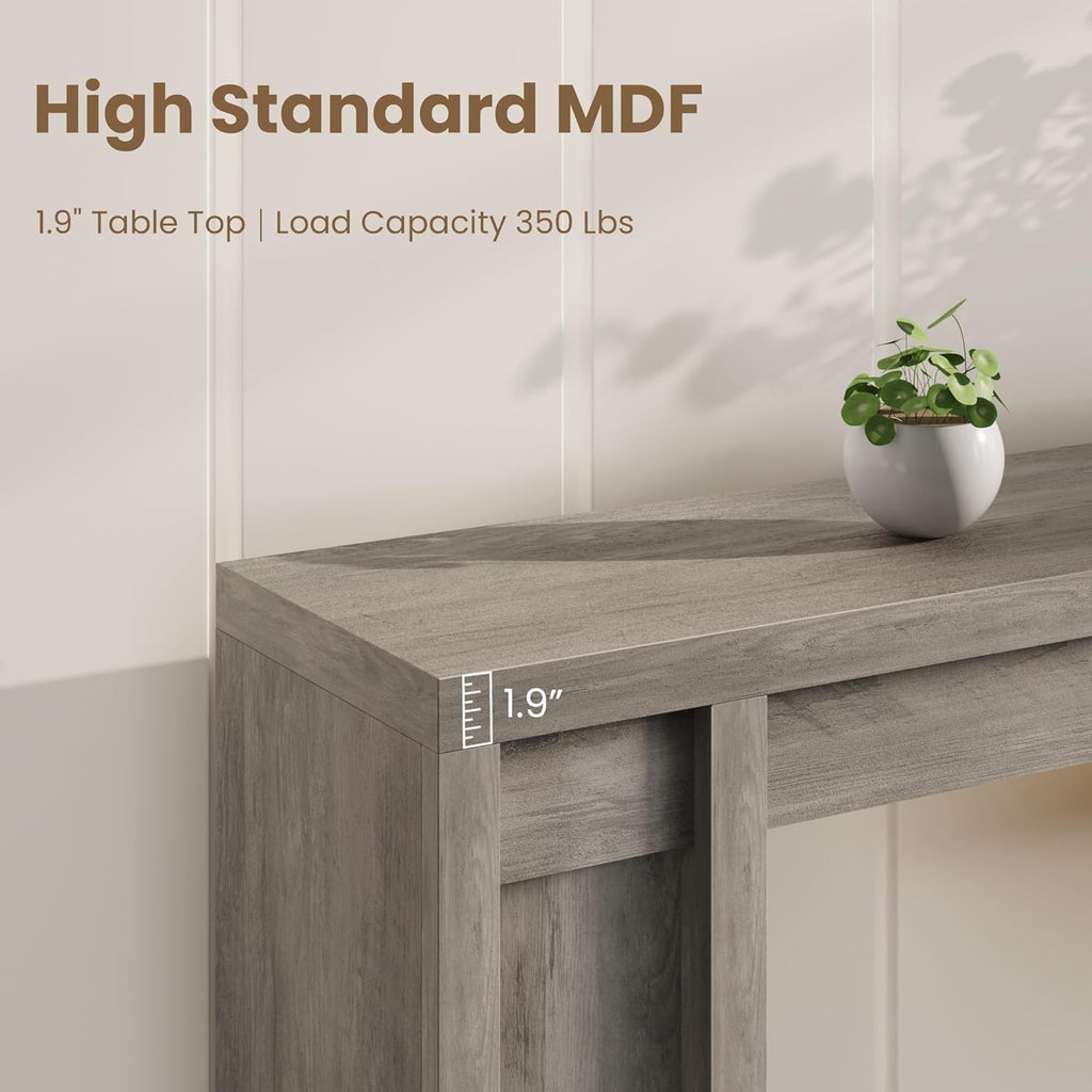 GarveeHome 70.9-Inch Farmhouse Hallway Console Table - Long Sofa Table Behind Couch, Entry Table for Living Room & Foyer Decor, Gray