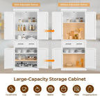 Yaheetech 72.5" H Freestanding 4-Door Kitchen Storage Cabinet,White | Stand‑up Pantry with Adjustable Shelves & Wide Drawer, Engineered Wood Construction, Kitchen/Living Room