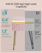 SONGMICS Vanity Stool Chair with Storage, Metal Legs, Max. Load 440 lb | Makeup Stool, Footrest Footstool Ottoman, for Living Room, Bedroom, Makeup Room, Pink, GLAMOR Collection ULOM505SZ02