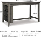 Signature Design by Ashley Caitbrook Counter Height Dining Table, Gray | Built-in side storage shelves, Veneers, wood and engineered wood construction, Kitchen island with seating