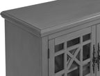 Martin Svensson Home Elegant Small Spaces Accent Cabinet, Gray | Solid Wood, Glass Doors, Vintage Sideboard, Small TV Stand for Living Room or Entryway, Turned Bun Feet, Adjustable Shelf