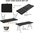 6ft Folding Table Heavy Duty 350 LBS Capacity Foldable Table with 18% Thicker HDPE Waterproof Top & Reinforced Steel Frame, Portable Fold-in-Half Table for Outdoor Indoor Party Wedding Camping