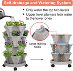 Vertical Planter 4 Tier Stackable Planters Garden Planters Strawberry Herb Flower and Vegetable Planter Indoor Outdoor Gardening Pots with Removable Wheels and Tools 2-Pack