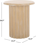 SAFAVIEH Home Collection Monka Bleached White Round Top Pedestal End Table (Fully Assembled)