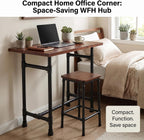 Industrial Pipe Small Dining Table for Two, 31.5" Compact Bar Table with Solid Wood Top & Thick Metal Legs, Stable Pub Table for Small Spaces, Home Bar, WFH Desk, 200+ lbs Capacity (Brown/Black)