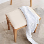 Solid Wood Small Vanity Stool Chair, High-Rebound Sponge Seat, Easy Assembly Makeup Chair, Footstool for Bedroom, Dining Room, Entryway, Natural Oak