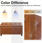 Joveco Storage Ottoman Bench, 32 Inches Faux Leather Rectangle Tufted Foot Stool for End Foot of Bed, Bedroom, Living Room, Creamy Caramel