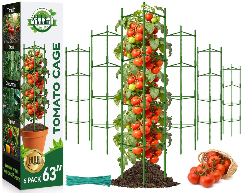 Halatool 6 Pack Tomato Cages for Garden, Up to 63 inch(5.2FT)