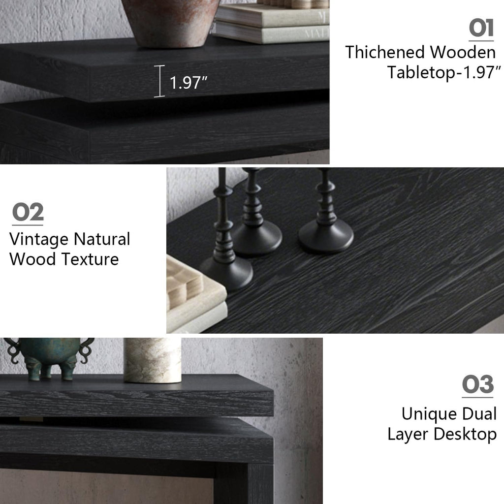 SSLine 65" Wooden Console Table Narrow Long Sofa Tables Behind Couch, Farmhouse Accent Entryway Table for Living Room Hallway Entrance Foyer (Black)