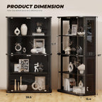 BROTTAR Large Rounded Display Cabinet with Glass Door & Lights, Black