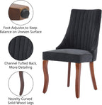 Aoowow Linen Upholstered Black Dining Chairs Set of 2,Farmhouse Channel Tufted Accent Side Chair High Back,Sillas De Comedor,Armless Neutral Fabric Kitchen Chair Solid Wood Legs (Rustic Black 1 Pair)
