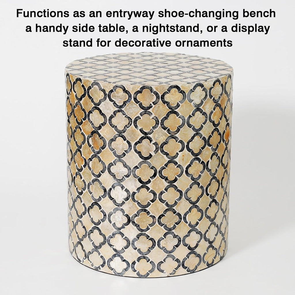 Bedside/Sofa Side Table – Shell-Style Accent Table (Suitable for Living Room, Balcony, or as a Coffee Table/Drum Stool)
