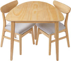 P PURLOVE Modern 3 Piece Table Set, Triangular Table and 2 Curved Wood Chairs for Living Room, Dining Room, Kitchen, Small Space, Minimalist Space-Saving (Natural)