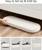 GLAXYFUR Storage Ottoman Bench, 43" Entryway Shoe Seat, Sherpa White | Upholstered Oval Ottoman with Storage, End of Bed Stool Blanket Chest, For Living Room, Hallway