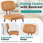 OLIXIS Dining Chairs Set of 4, Modern Upholstered Mid Century Kitchen Chairs with Faux Leather Cushion Seat, Backrest & Metal Legs for Living Room, Bedroom, Home Office, Brown