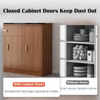 Kavie Kitchen Pantry Cabinet, Large-Capacity Sideboard with Open Shelf, Doors & Drawers, Wide Countertop for Appliances, Freestanding Cabinet for Kitchen (Natural+White,31.5" L*14.1" W*66.9" H)