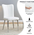 Dining Room Chairs Set - 2x Modern Faux Leather High Back Armless Chairs, Chrome Legs, Upholstered for Home, Living Room