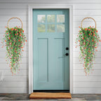 Artificial Hanging Flowers, 3 Pcs Fake Hanging Plants Artificial Vines for Outdoors, Fake Ivy Vine UV Resistant No Fade Faux Plants for Indoor Outside Garden Patio Yard Greenery Decoration (Orange)