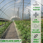 Farm Plastic Supply 4 Year Clear 6 mil Greenhouse Plastic Sheeting - Clear Sheeting, Polyethylene Film, Transparent Plastic Film for Greenhouse (12' x 125')