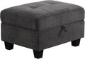 Couch Ottoman with Storage Dark Grey,Velvet Upholstered Large Square Ottoman Foot Rest as Chaise Lounge to Complete Sectionals Sofas