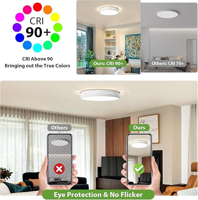 Modern Dimmable Ceiling Light Fixture,5CCT in One LED Flush Mount Kitchen Lights,Round Close to Ceiling Lamp for Bedroom Living Room Hallway Entryway Laundry Room Bathroom(White,15.75 in,ETL Listed)