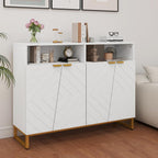 Giantex Buffet Cabinet with Storage, 40" Large Kitchen Sideboard with 4 Doors, 2 Compartments, Adjustable Shelves, Modern Accent Furniture for Living Room Entryway (White)