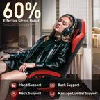 HLDIRECT High Back Gaming Chair, USB Massage Lumbar Support, Black&Red | PU Leather & Pocket Spring Seat Cushion, Footrest, 90°-135° recline, 330 lb capacity, for adult gaming, work & relaxing