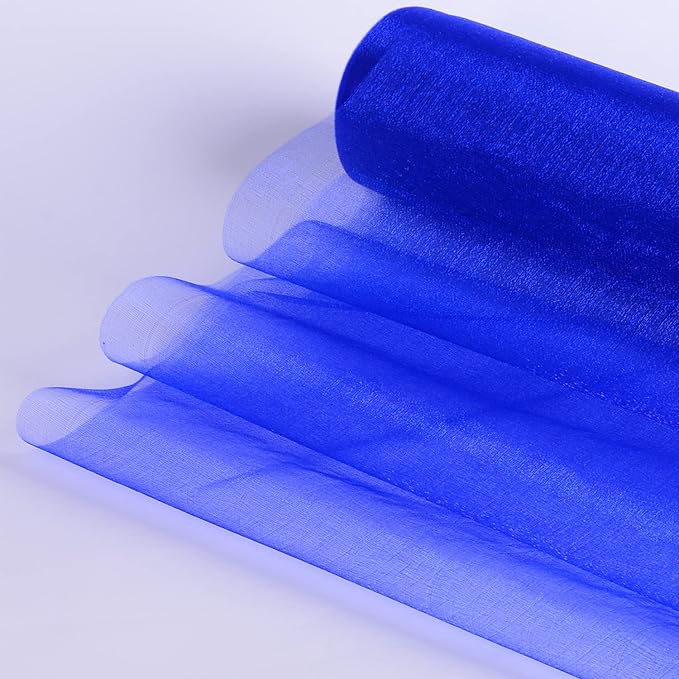 Crystal Organza Fabric Tulle - 16" by 50 Yards Sheer Fabric for Wedding Party Decoration Bridal Shower Tutu Roll Netting Spool Ribbon Wrapping (Royal Blue)
