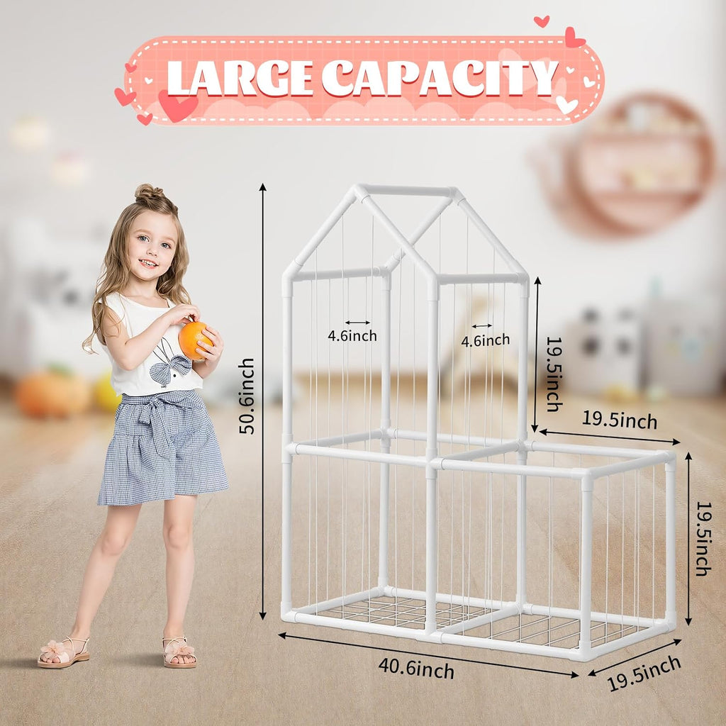 ROMAGIO Stuffed Animal Storage Zoo, Large PVC Plush Toy Organizer | Extra-large 2-tier space-saving design with durable kid-safe PVC frame. Easy assembly for playroom, nursery, and kids' room