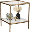 Signature Design by Ashley Ryandale Square End Table, Brass Glass & Marble