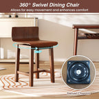 GOFLAME Swivel Dining Chairs Set of 4, Farmhouse Kitchen Chairs with Low Backrest and Curved Seat, Accent Side Chairs with Solid Rubber Wood Frame for Dining Room, Restaurant, Walnut