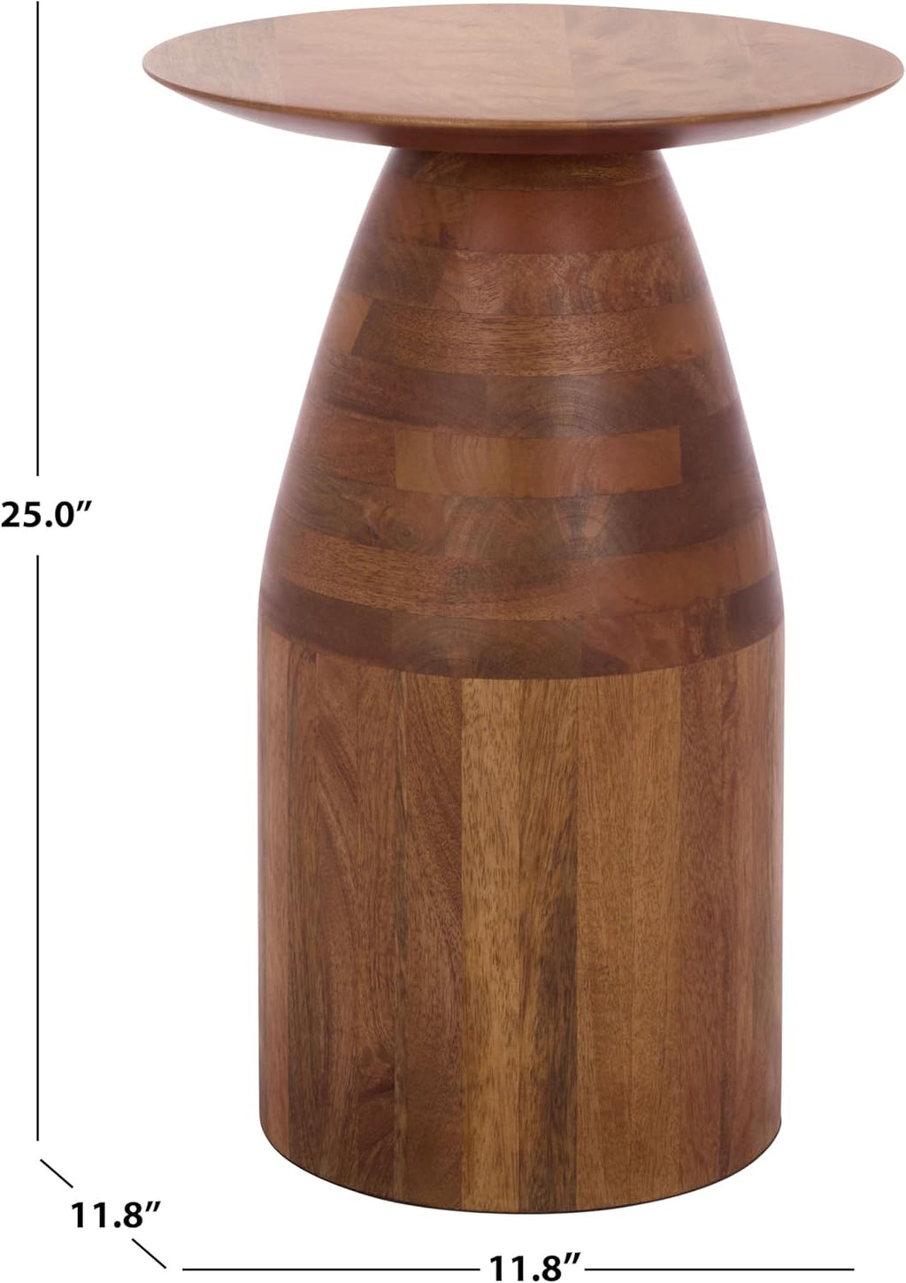 SAFAVIEH Home Collection - Karu Solid Wood Pedestal Accent Table in Walnut Brown Finish, Round Top Design, Fully Assembled (ACC3224A)