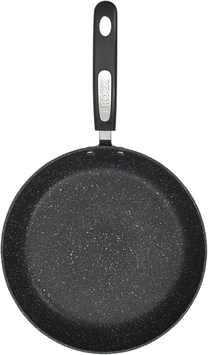 Starfrit The Rock 7PC Non-Stick Cookware Set - Durable Forged Aluminum - Oven Safe - PFOA Free - Easy to Clean - Black