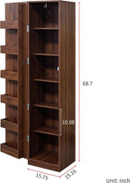 Kitchen Pantry Cabinet with 6 Shelves & 6 Side Racks, 2 Adjustable Shelves Storage Cabinet, Tall 71" Wood Pantry for Kitchen Bathroom, Walnut