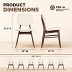 Dining Chairs Set of 6, Mid-Century Modern Dining Room Kitchen Dinner Chairs, Upholstered Vanity Living Room Chairs, Open Back and Padded Seat for Home/Kitchen/Living Room/Bedroom