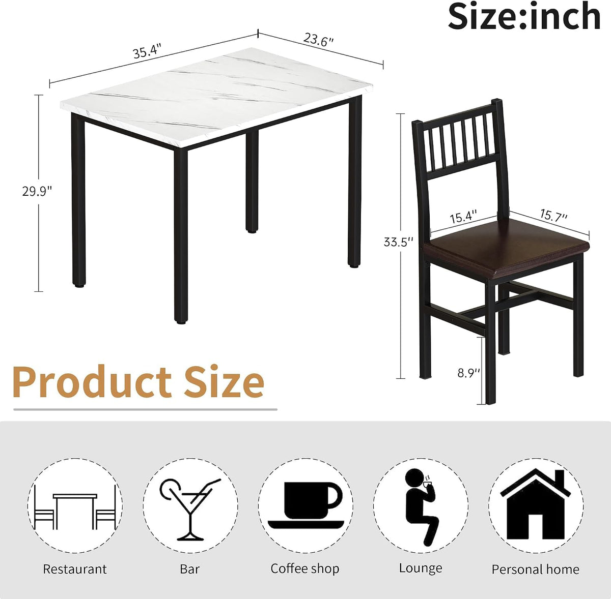 AWQM 3 Piece Dining Table, Small Kitchen Table Set for 2 with Chairs(White) | Wood Breakfast Nook Table and Upholstered Chairs Set of 2,Dinette Set for Small Space,Dining Room,Office, Apartment.