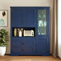 LUMISOL 78" Tall Kitchen Pantry Cabinet with Hutch and Drawers, Modern Kitchen Hutch with Door Shelf and Adjustable Shelves, Large Food Pantry Storage Cabinet for Kitchens,Dining Room, Blue