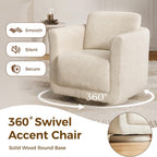 Swivel Accent Chairs Set of 2, Fully Assembled Chenille Armchairs, Linen | 360° Swivel chairs set of 2, 350 lbs capacity, solid wood frame, ergonomic reading chairs, modern accent chairs for bedroom