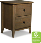 Grain Wood Furniture Greenport 2-Drawer Bedroom Nightstand, Solid Wood with Brushed Hickory Finish