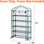 DECOHS Extra Wide 5 Tier Greenhouse Replacement Cover- 75 x 40 x 19 Inch Clear PVC Plant Gardening Greenhouse Cover with Roll-Up Zipper Door for Gardening Plants Flowers (Frame Not Include)